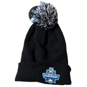 1023 Football  Championship Black Knit Fur Pom Zephyr Beanie Cap‎ Stocking Hat